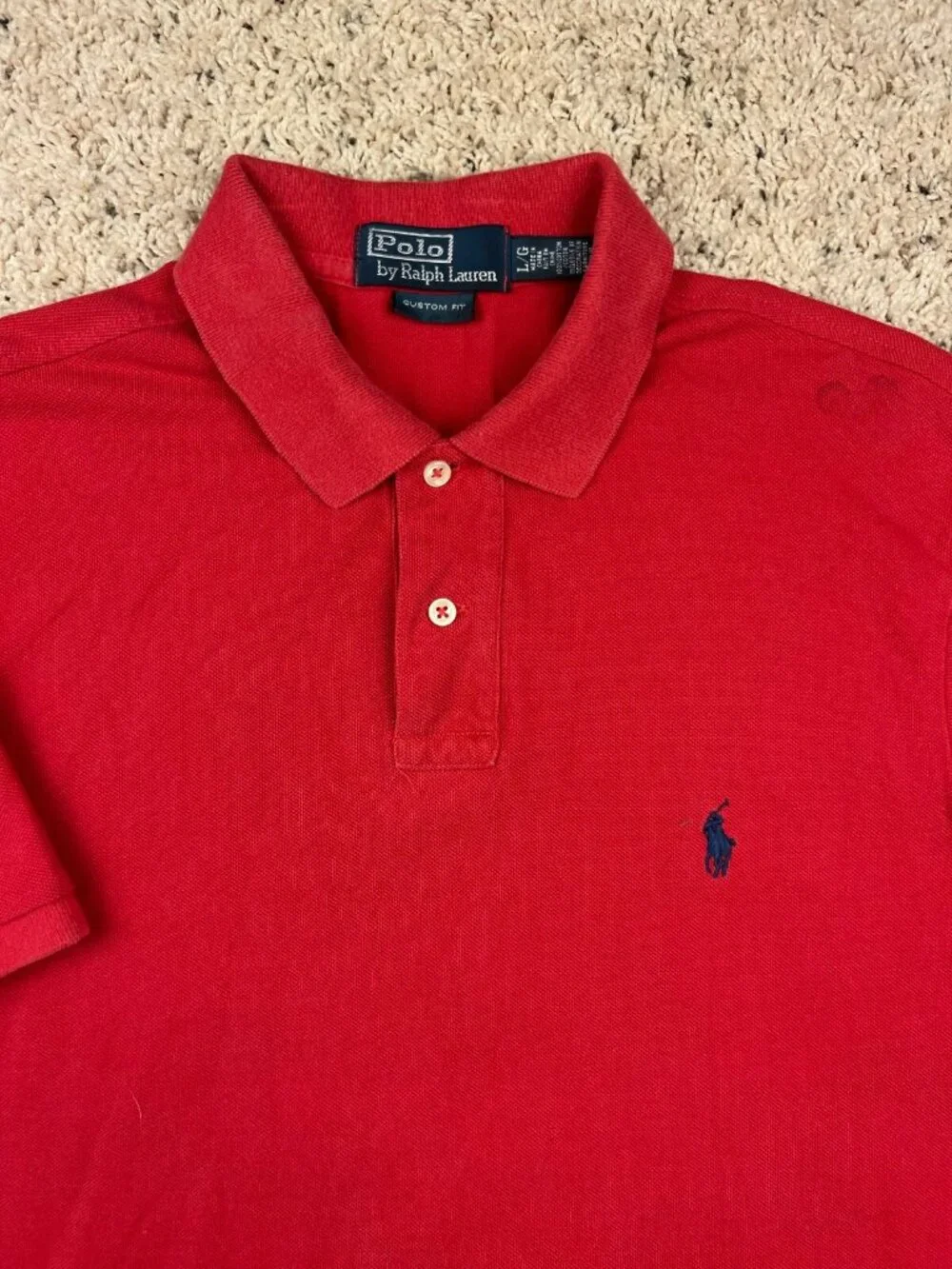 Polo by Ralph Lauren Custom Fit polo shirt size large red with Blue pony Logo